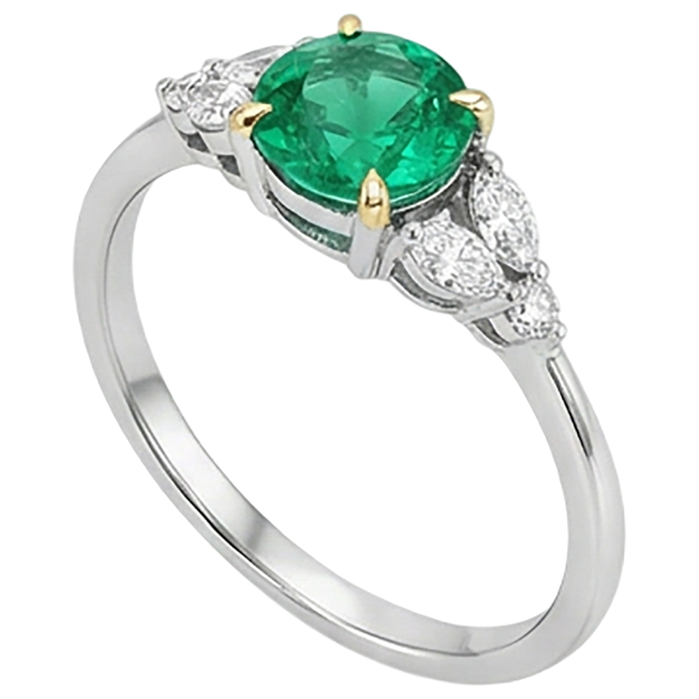 High-End Fine Emerald Colored Stone Ring 2 ct – side view