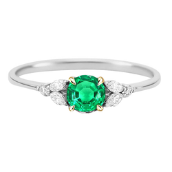 Fine Emerald GIA Certified Colored Stone Ring 2 ct in Two-Tone
