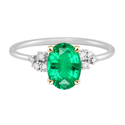 14 Karat Two Tone Gold Precious Stone Ring with Emerald – 3.50 ct