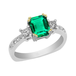 Real Tapered Colombian Emerald Precious Stone Ring 2 ct