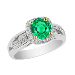 Pavé Emerald Precious Stone Ring 2 ct – Two-Tone 14K Gold