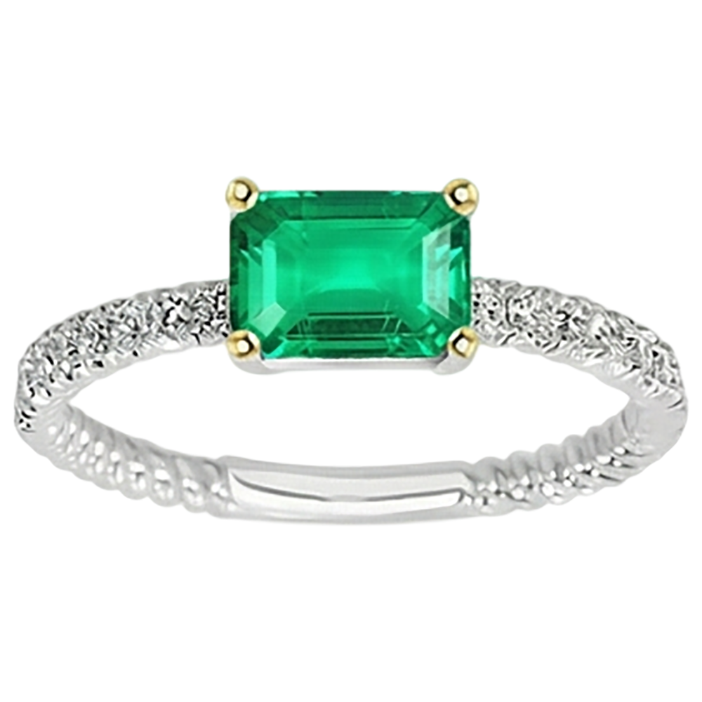 High-End Colombian Emerald Colored Stone Ring 2 ct – front view