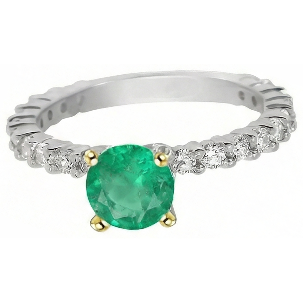 Handcrafted Colombian Emerald Colored Stone Ring 2.50 ct – angle view