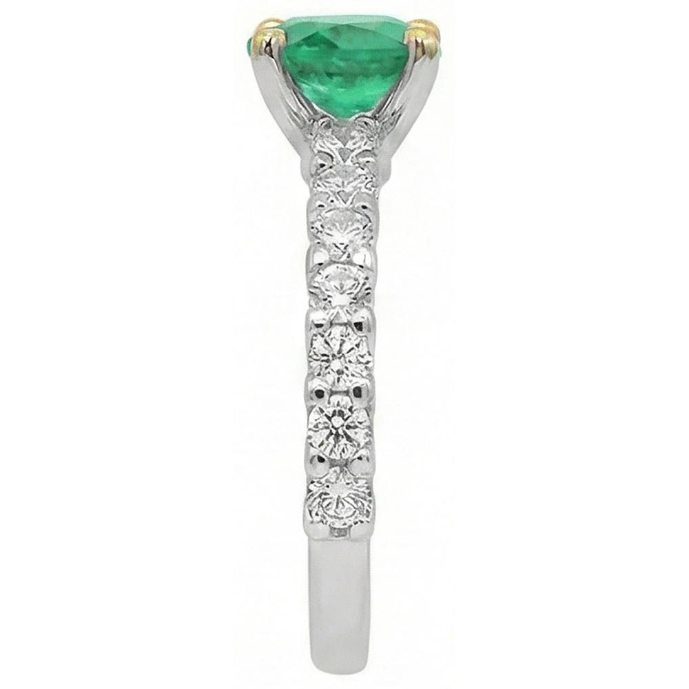 Colored Stone Ring 14 Karat Two Tone Gold with Colombian Emerald – profile view