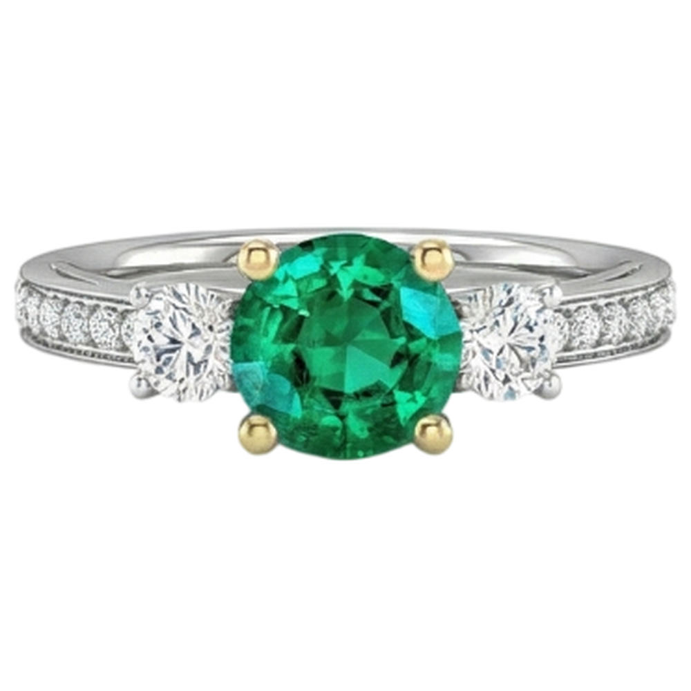 Genuine Emerald Precious Stone Ring – front view