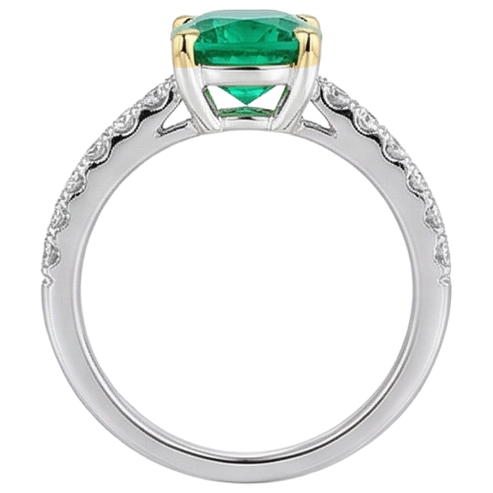 Elegant Fine Emerald Gemstone Ring 3 ct – top view
