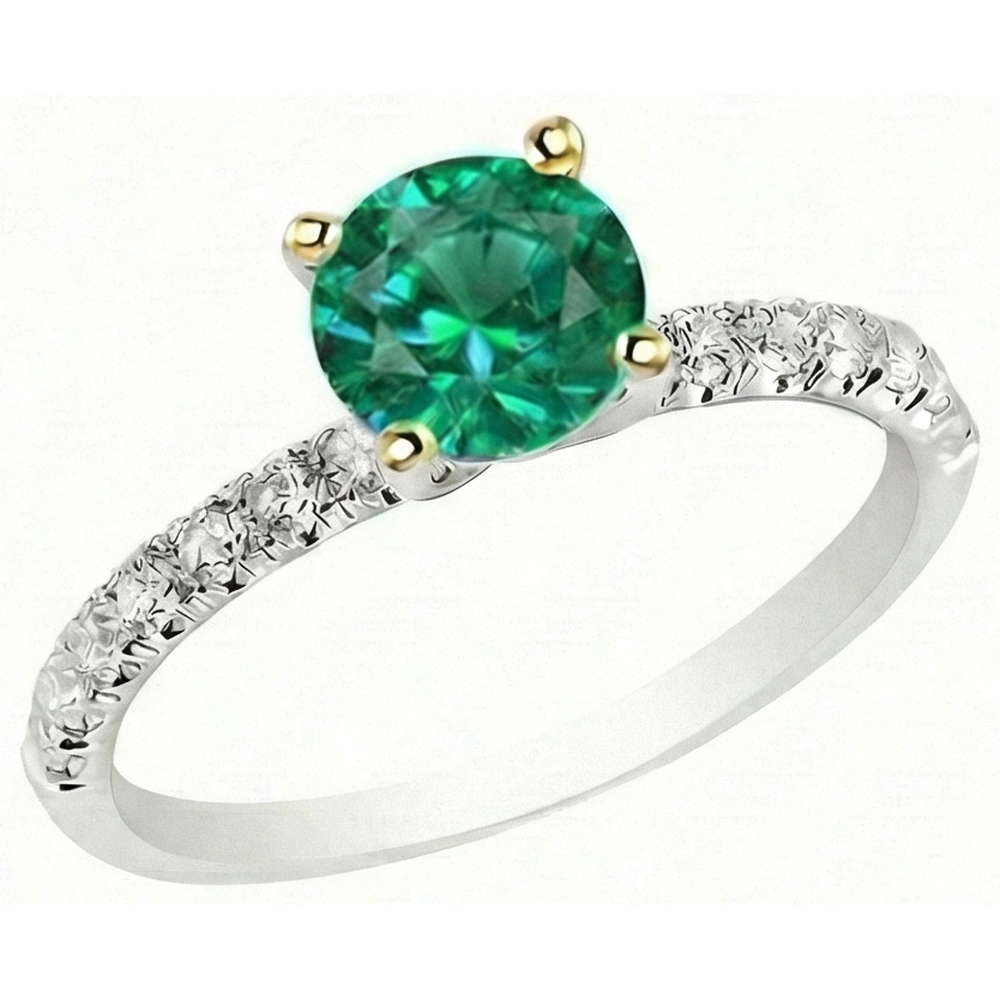Emerald Gemstone Ring 1.50-ct 14K Two Tone Gold – front view