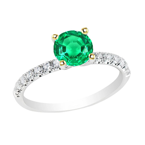 Gemstone Ring 14K Two Tone Gold with Emerald – main view