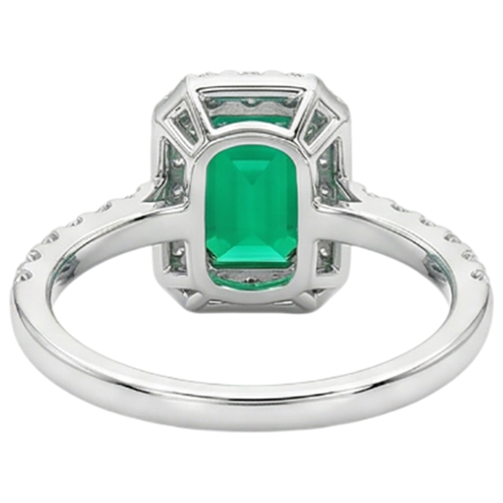 Emerald Gemstone Ring 2-ct 14 Karat Two Tone Gold – detail view