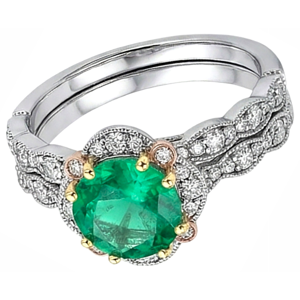 Earth-Mined Fine Emerald Precious Stone Ring – profile view