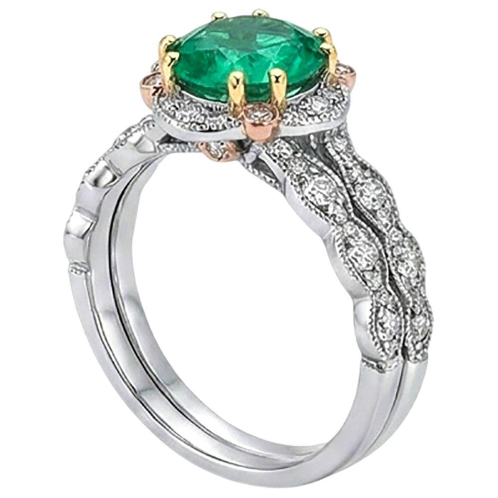 Earth-Mined Fine Emerald Precious Stone Ring 2.50 ct 14K – angle view