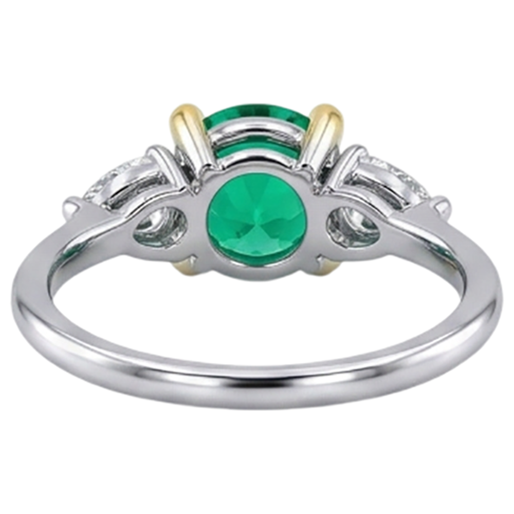 Gemstone Ring 14K Two Tone Gold with Fine Emerald – detail view