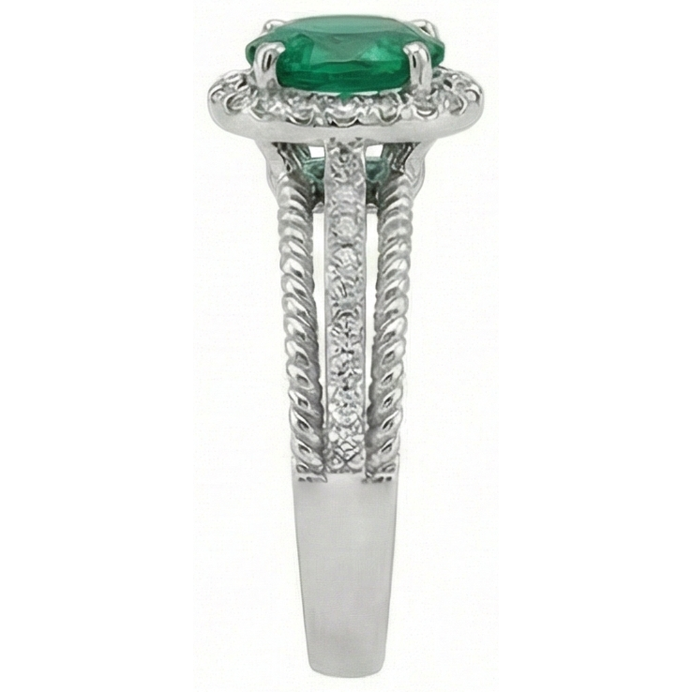 natural round emerald 3.60ct ring profile view