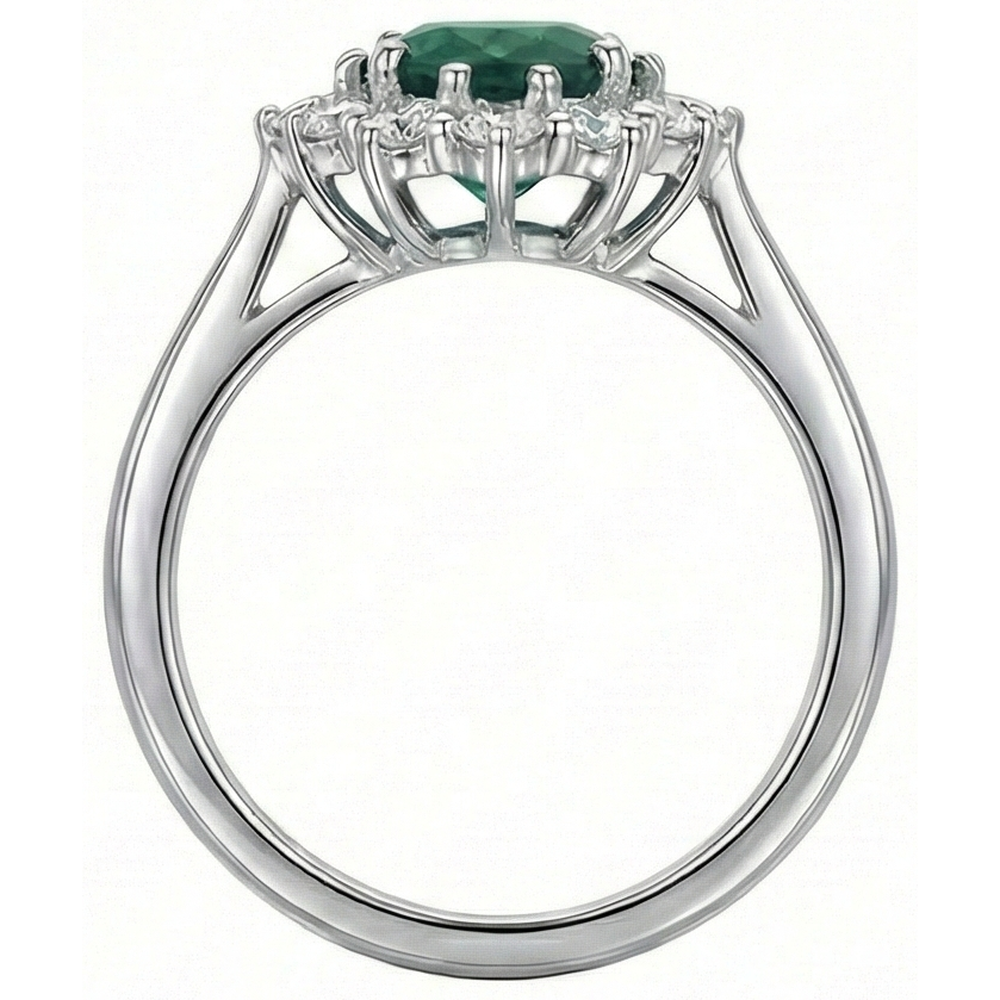 Green Emerald With Natural Earth Mined Diamond ( Not Lab Grown ) s Engagement Ring 3.50 Carats White Gold 14K