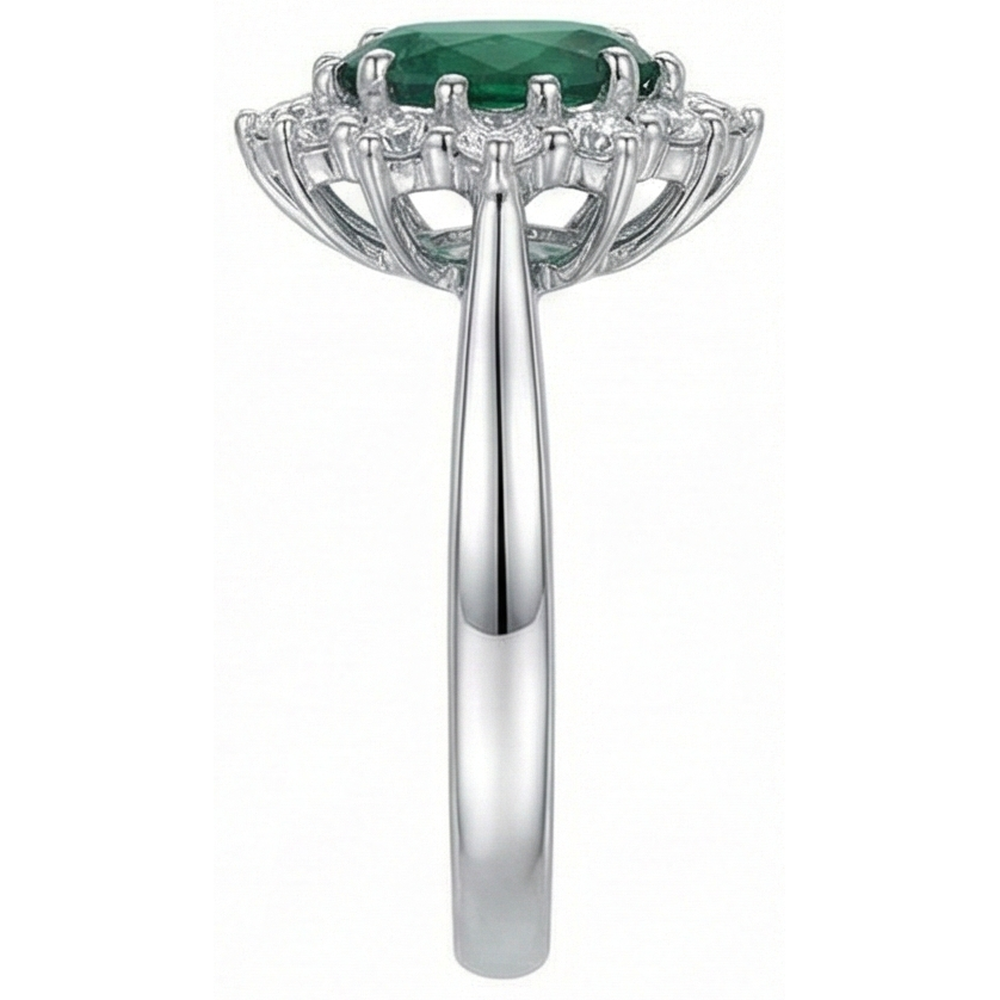 Green Emerald With Natural Earth Mined Diamond ( Not Lab Grown ) s Engagement Ring 3.50 Carats White Gold 14K