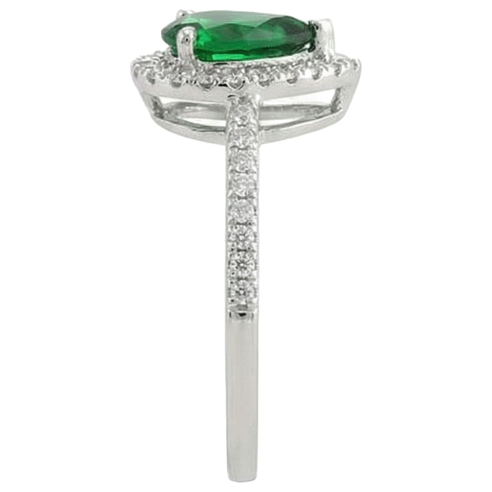 Green Emerald With White Natural Earth Mined Diamond ( Not Lab Grown ) s 5.70 Ct. Ring 14K White Gold 14K