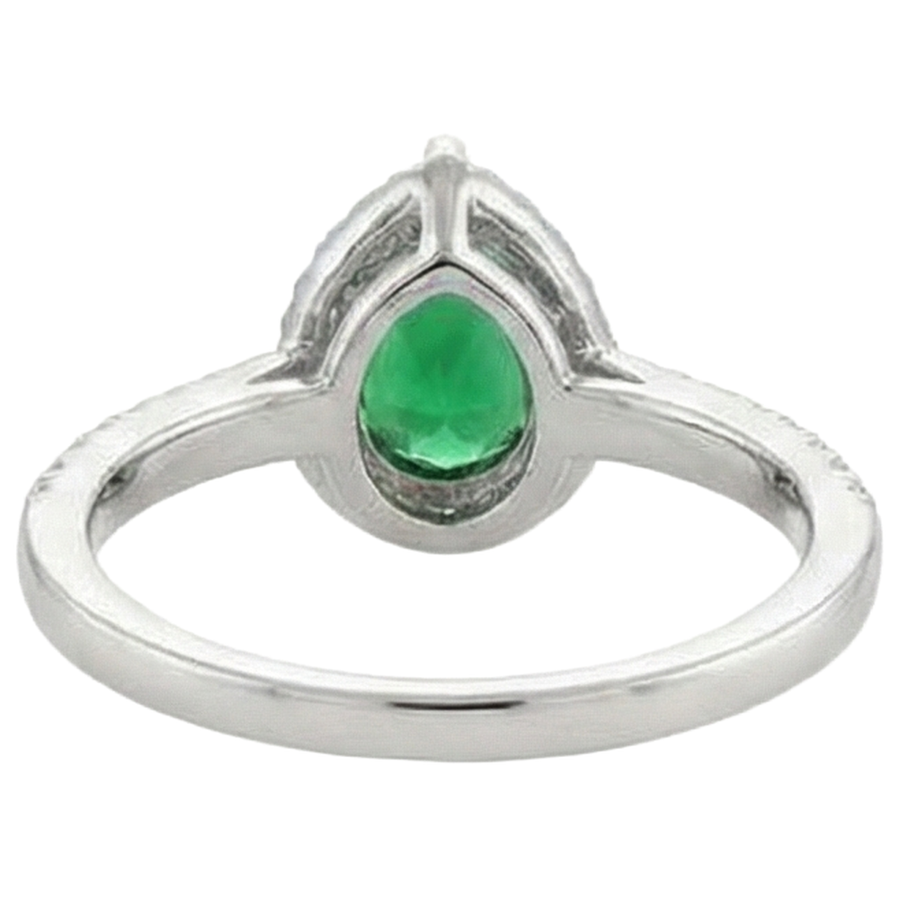 Green Emerald With White Natural Earth Mined Diamond ( Not Lab Grown ) s 5.70 Ct. Ring 14K White Gold 14K