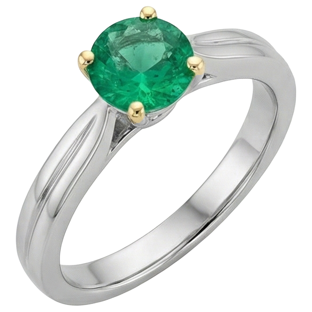 Genuine Colombian Emerald Gemstone Ring – side view