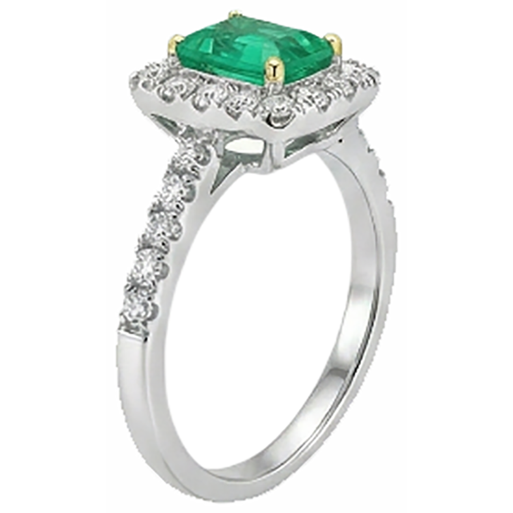 Gemstone Ring Two-Tone 14K Gold with Emerald – profile view
