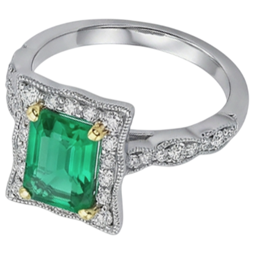Brilliant Fine Emerald Precious Stone Ring 2.50 ct – side view