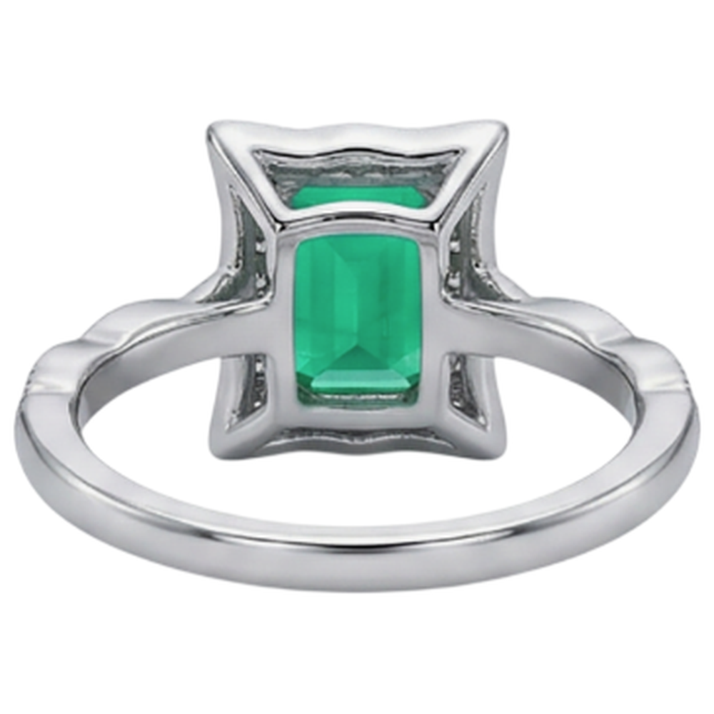 Fine Emerald Precious Stone Ring 2.50-ct 14 Karat Two Tone Gold – back view