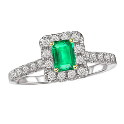 Emerald GIA Certified Gemstone Ring 2 ct in Two-Tone 14K Gold