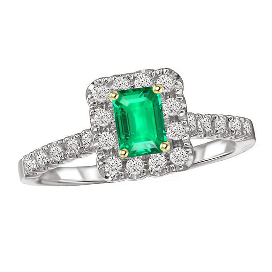 Emerald Gemstone Ring 2-ct Two-Tone 14K Gold – main view