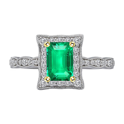 Fine Emerald Precious Stone Ring – Vintage 2.50 ct 14 Karat Two