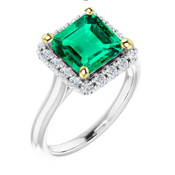 Cathedral Setting Colored Stone Ring – Fine Emerald 3.50 ct 14K
