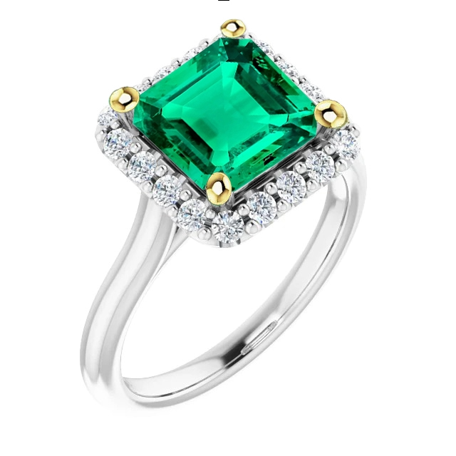 Authentic Fine Emerald Colored Stone Ring – main view