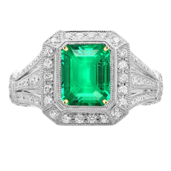 Vintage Emerald Gemstone Ring 4 ct – 14 Karat Two Tone Gold