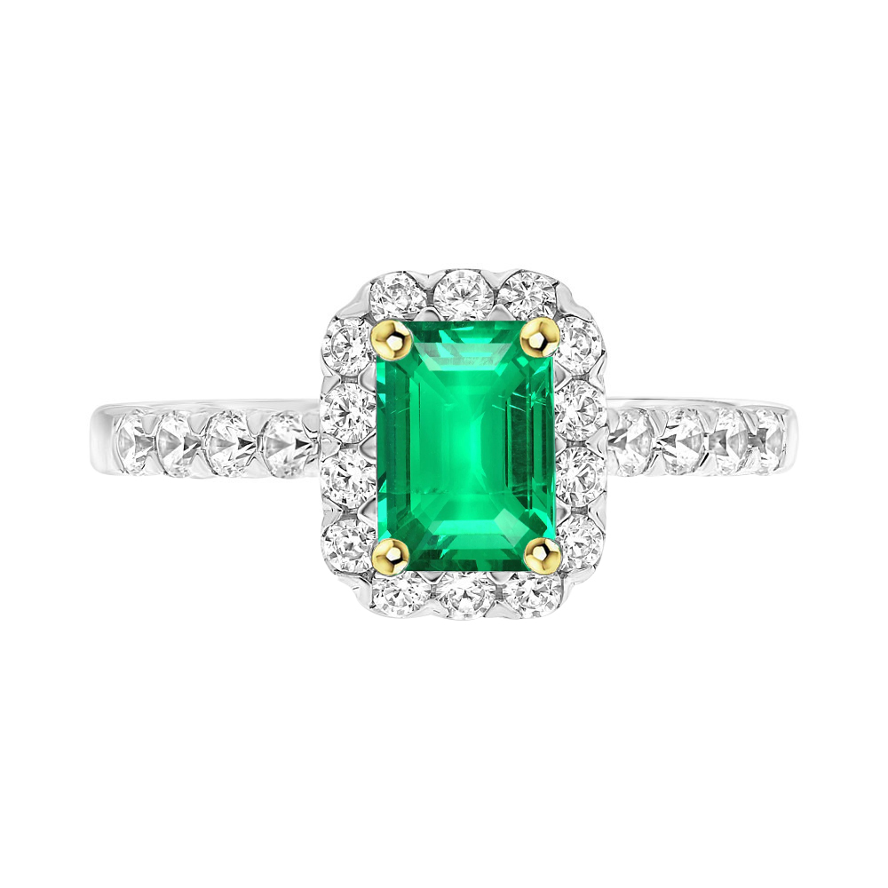 Emerald Gemstone Ring 2-ct 14 Karat Two Tone Gold – main view