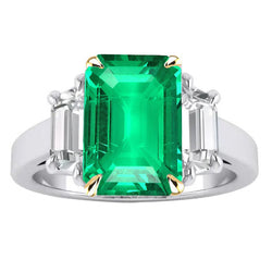 Colombian Emerald Colored Stone Ring 4 ct F/VVS1 – 14 Karat Two