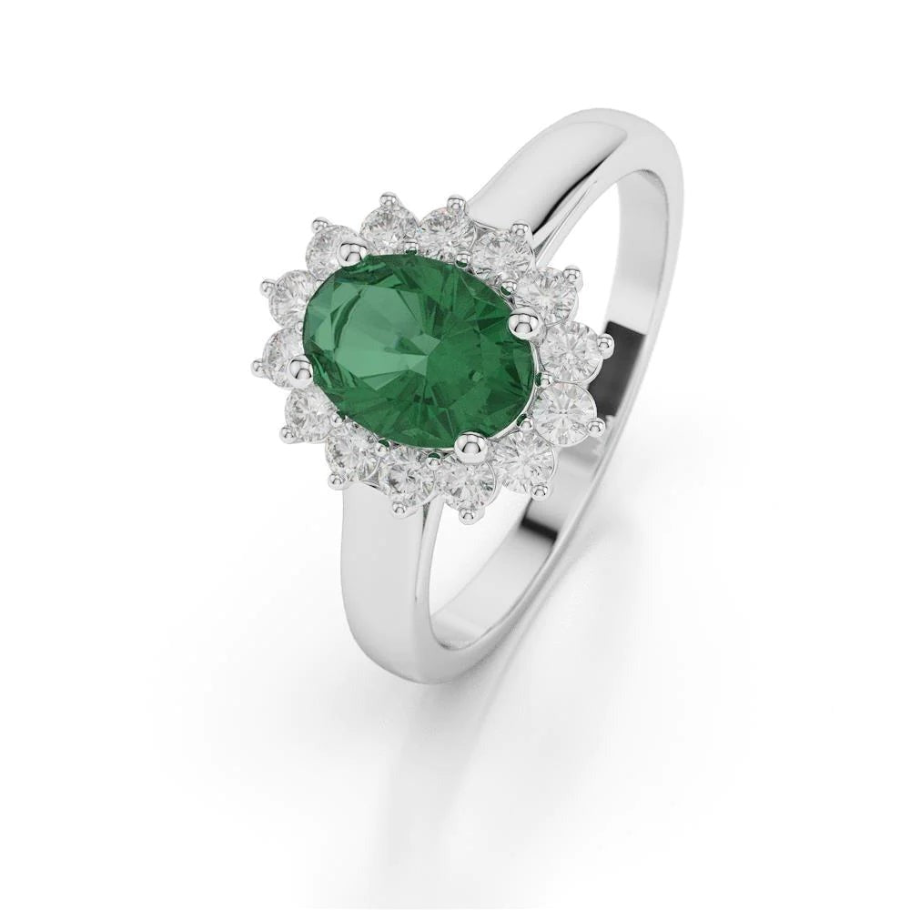 Green Emerald And Diamond Wedding Ring 3.50 Carats Gold Jewelry