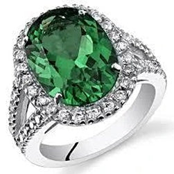 Green Emerald And Diamonds Cocktail Ring