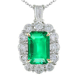 Sparkling VVS Emerald Gemstone Pendant – 6 ct 14 Karat Two Tone