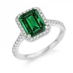 Green Emerald Gemstone Engagement Ring