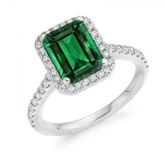 Green Emerald Gemstone Engagement Ring