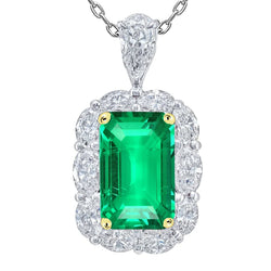 14 Karat Two Tone Gold Emerald Precious Stone Pendant – 6-ct