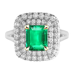 Two-Tone 14K Gold Split Shank Emerald Colored Stone Ring 2 ct