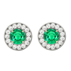 GIA-Certified Colombian Emerald Gemstone Earring 2 ct – Two-Tone