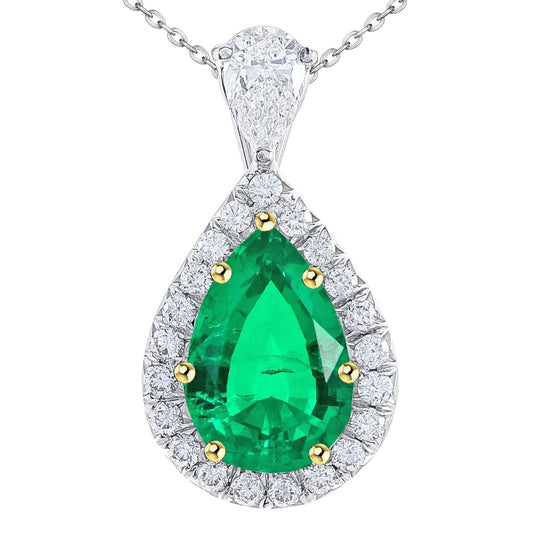 Bespoke Colombian Emerald Stone Pendant Necklace 4 ct – main view