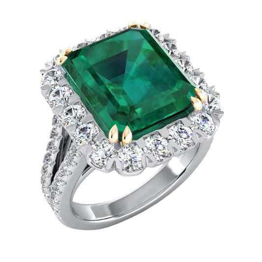 Emerald Natural Earth Mined Diamond Green Emerald With Ring
