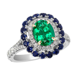 Brilliant Precious Stone Ring with Pavé Colombian Emerald – 2 ct