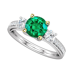 GIA Certified Precious Stone Ring – Emerald 2 ct 14K Two Tone