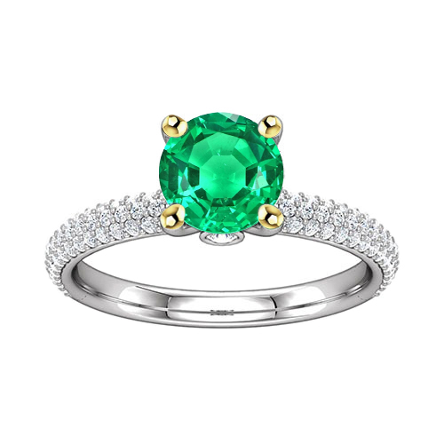 Emerald Precious Stone Ring 1-ct 14K Two Tone Gold – main view