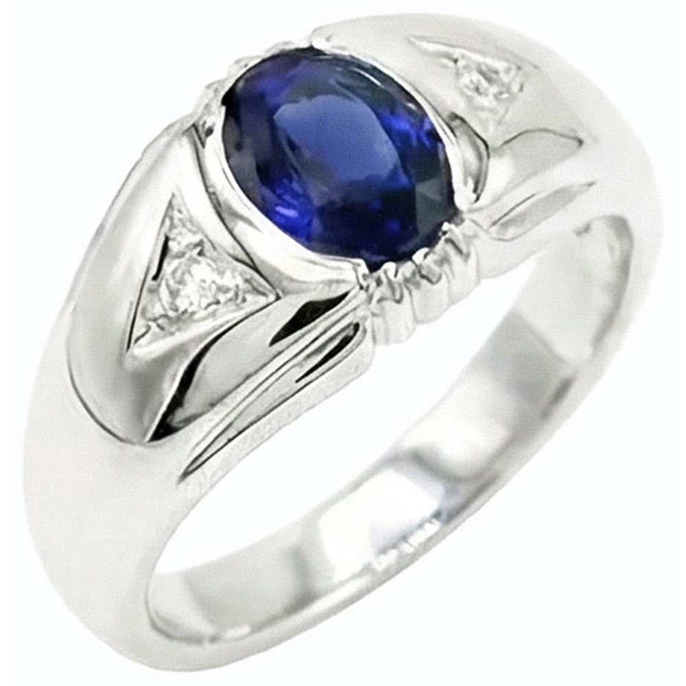 Gypsy Anniversary Ring Oval Ceylon Sapphire Vintage Style 1.25 Carats