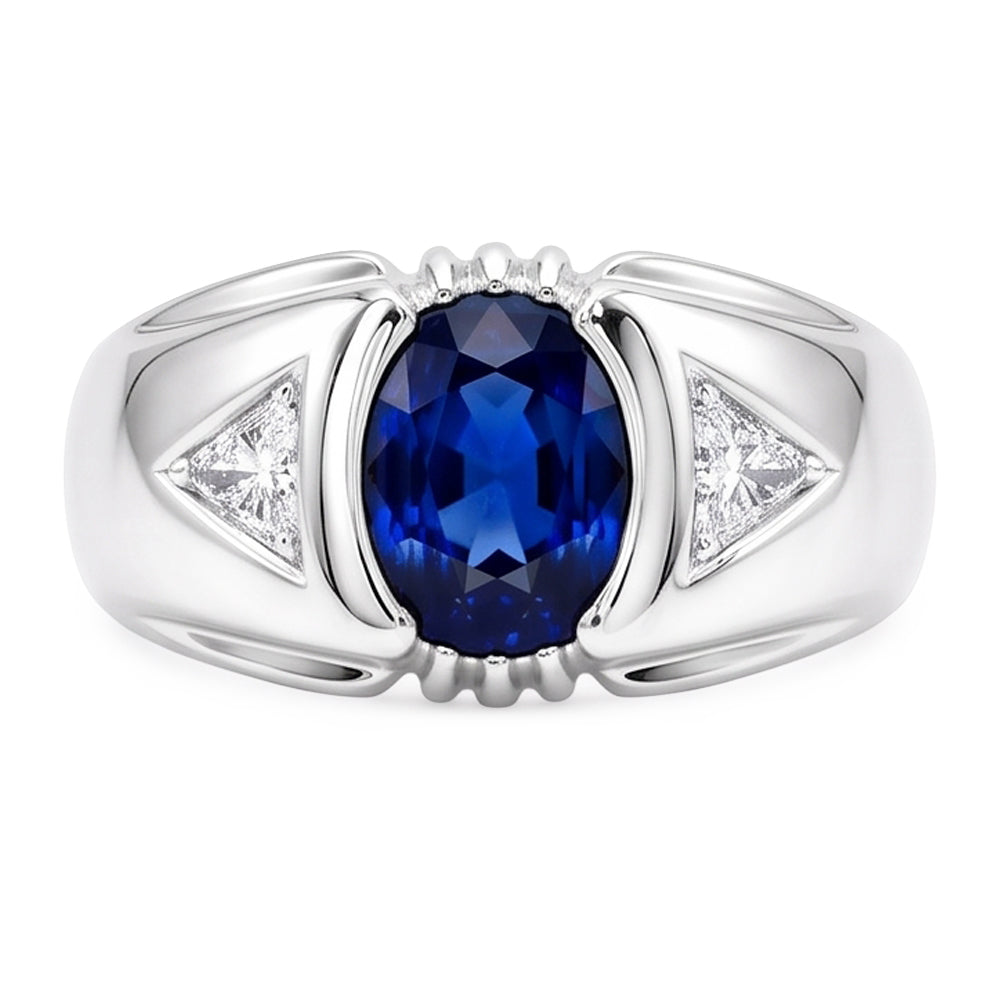 Gypsy Anniversary Ring Oval Ceylon Sapphire Vintage Style 1.25 Carats