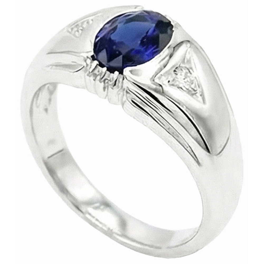Gypsy Anniversary Ring Oval Ceylon Sapphire Vintage Style 1.25 Carats