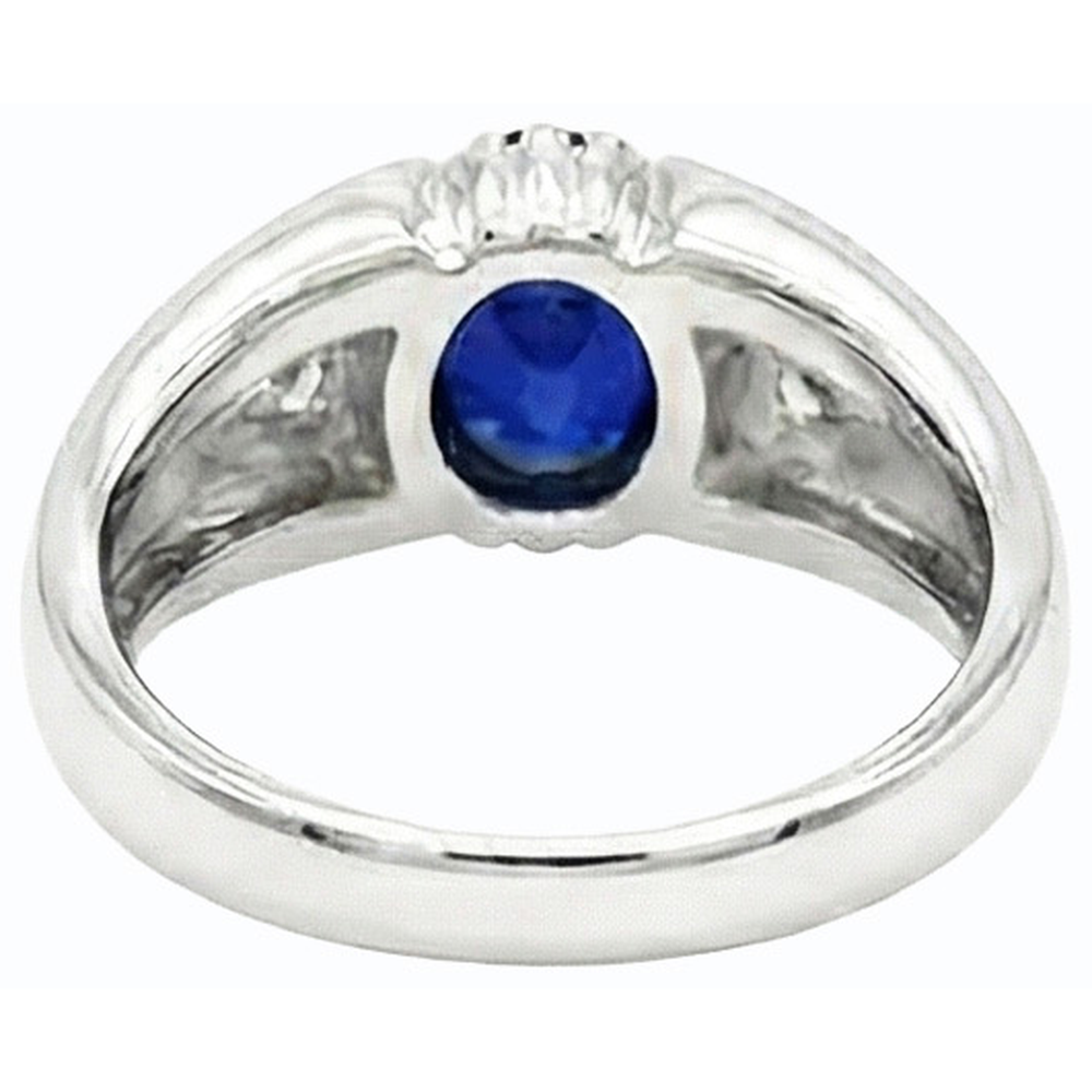 Gypsy Anniversary Ring Oval Ceylon Sapphire Vintage Style 1.25 Carats